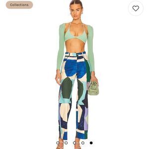 SER.O.YA Dahlia Set Top and Shrug in Green.Size XS